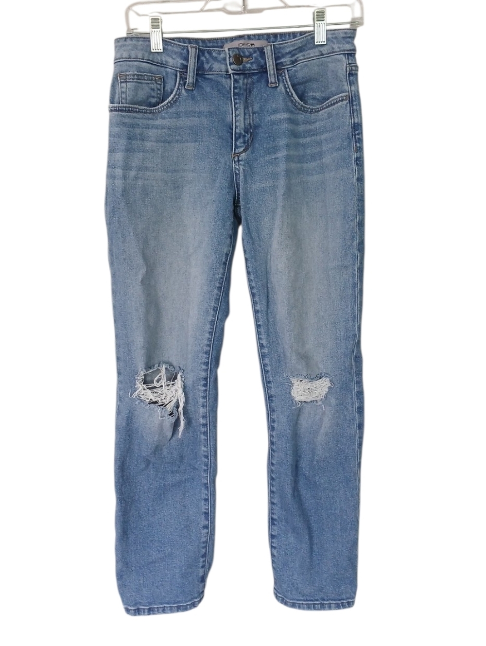 Joe's Jeans Light Medium Blue Straight-Leg Distressed Knee Women’s Jeans Size 27